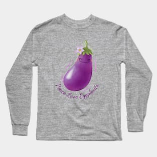 Peace Love Eggplants Watercolor Cute Long Sleeve T-Shirt